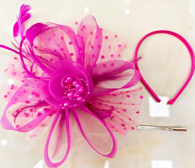 HIWIND Store Fascinators Hat Women Tea Party Headband Flower Cocktail Mesh Feathers Hair Clip Kentucky Derby Hat Wedding - Image 2